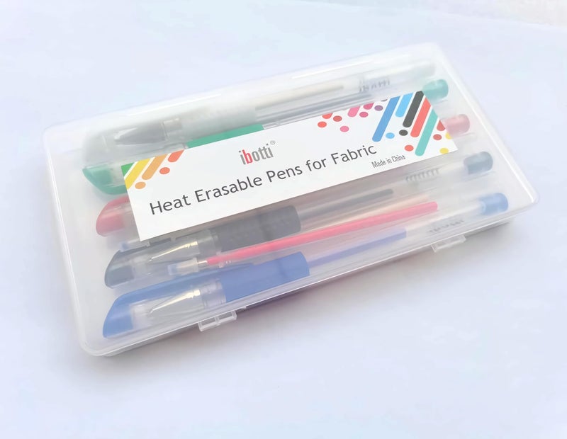 ibotti 5 Colors Stick Heat Erasable Fabric Marking Pens with 10 Free Refills, 5-Pack of Assorted Colors, (White,Red,Blue,Black,Green) - Image 5